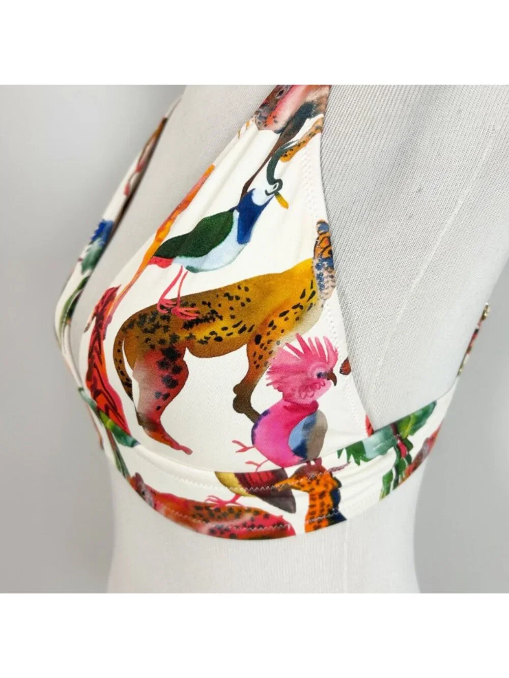 J.Crew Colorful Jungle Animal Print Bikini Swim Suit Top Size Medium Women's